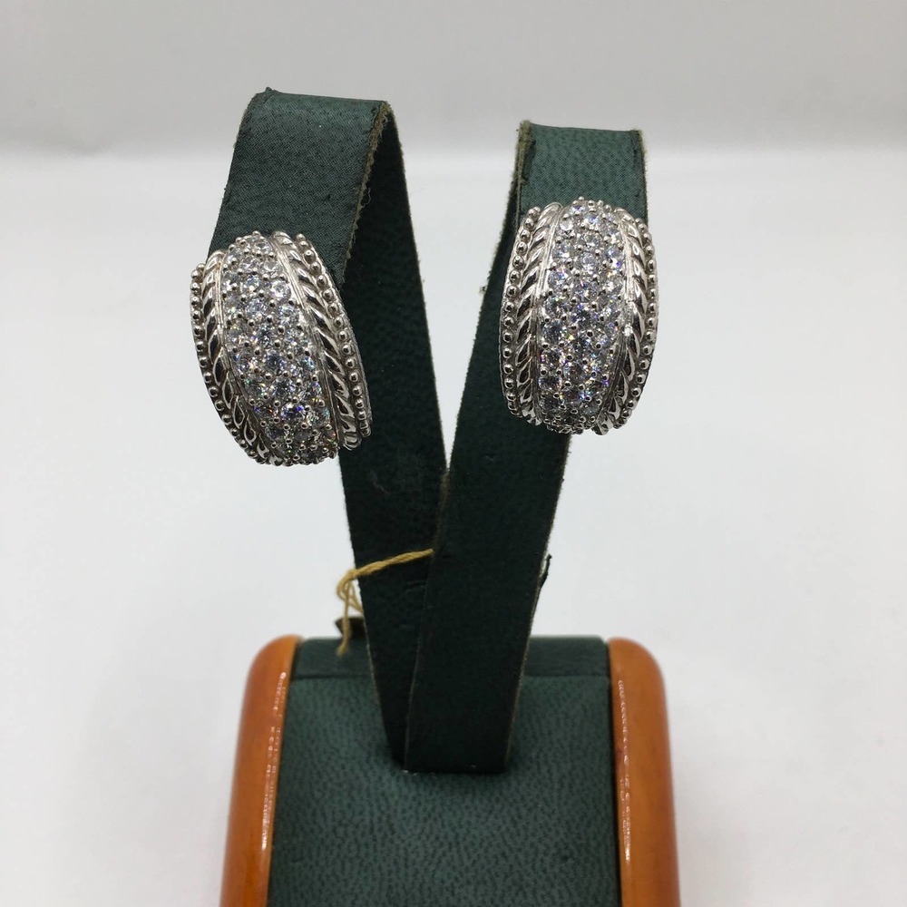 Judith Ripka Sterling Silver Cubic Zirconia Cluster Earring